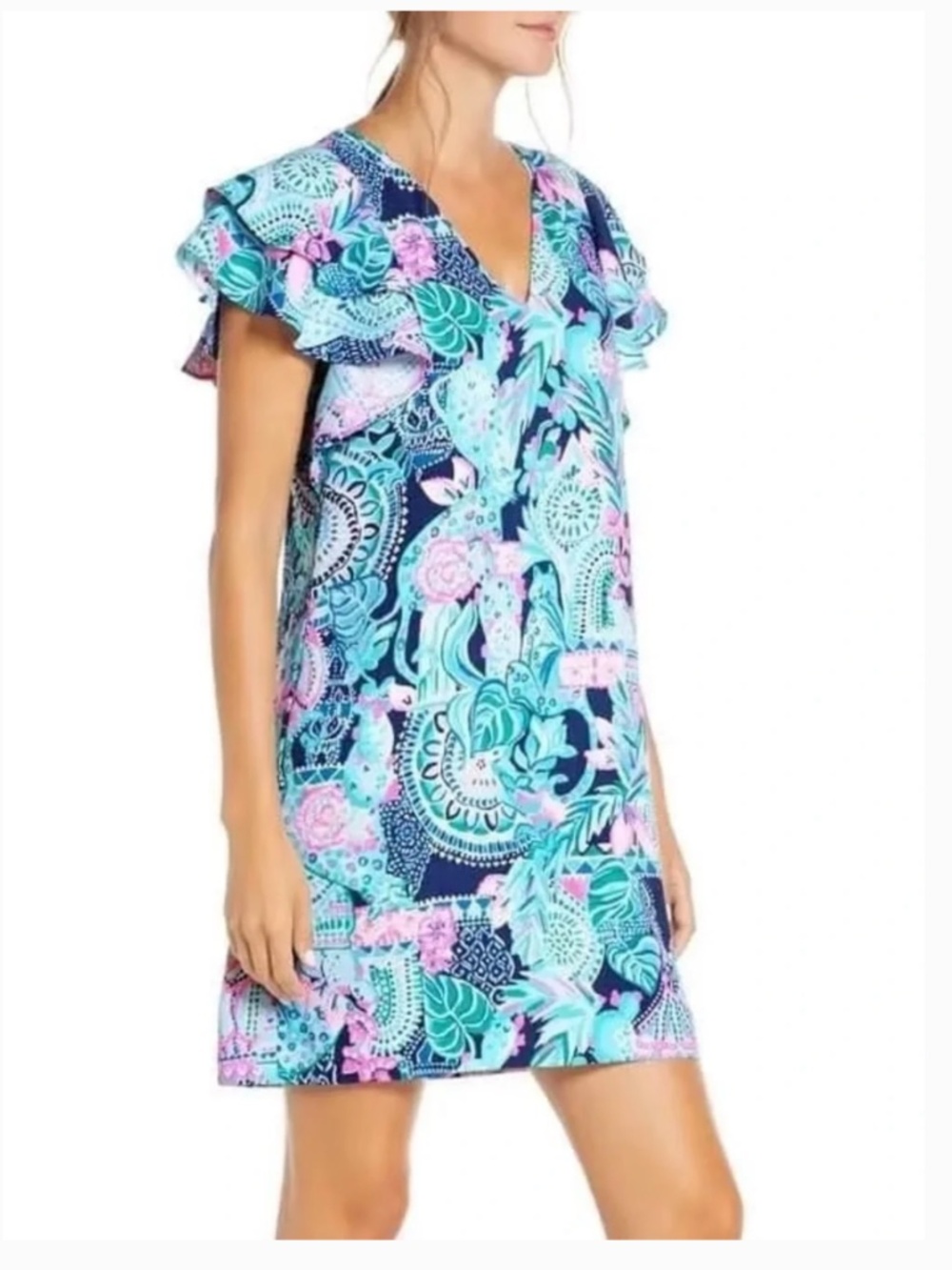 NWT NEW Lilly Pulitzer Kathie Shift Dress Lookin Sharp Size 0 Tropical blue